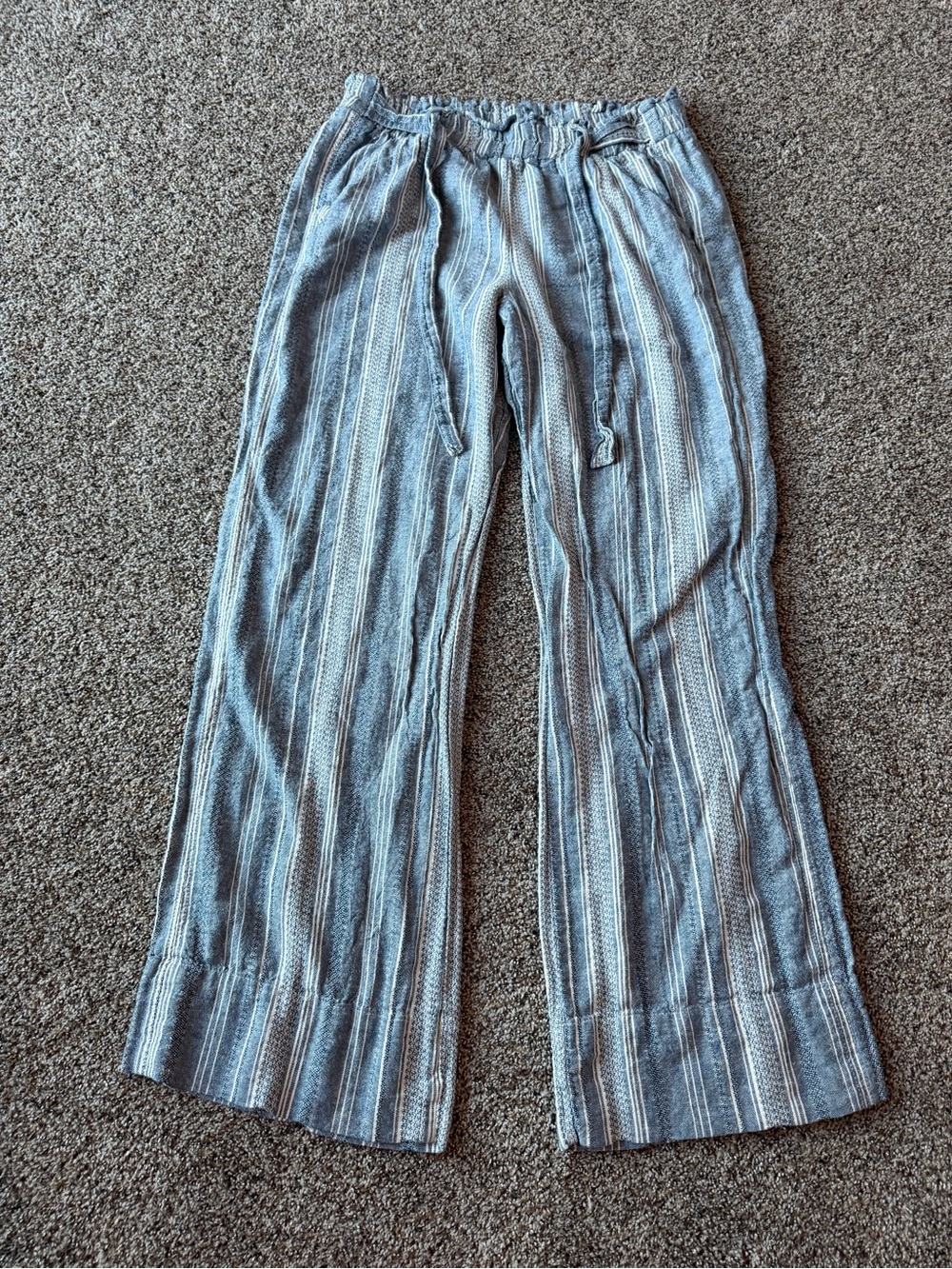 SO Goods For Life XL Blue White Striped High Rise Wide Leg Pants Coastal